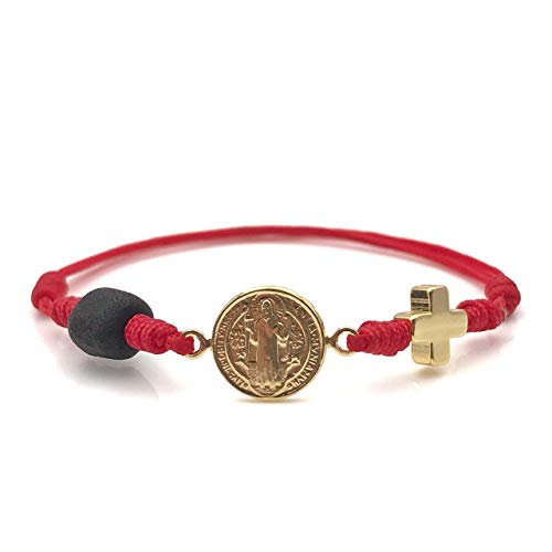 St Benedict Red String Bracelet for de New Family Member Genuine Azabache Jet Stone Welcome to the World4