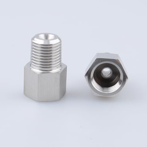 Image of AC PERFORMANCE M10x1.0 Inverted to 1 /8x27 NPT Fittings Stainless Steel 2PCS | Female inverted to male thread adapter, stainless steel for automotive brake lines