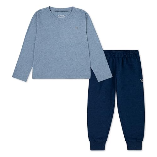 Hurley mens Long Sleeve Soft Basic T-shirt and Joggers 2-piece Outfit Set