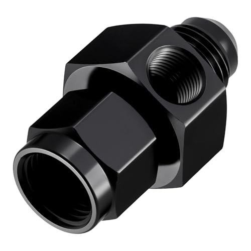 EVIL ENERGY 6AN Male Flare to -6 Female Swivel with 1/8" NPT Gauge Port Fuel Pressure Take off Fitting Adapter Aluminum