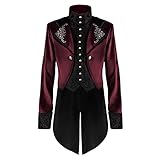 [Teevaseoan] ロングコート メンズ ゴシック ジャケット V系 中世 貴族風 コート 豪華 礼服 王子様 貴公子 コスプレ 宮廷服 仮装 ベロアクラシカル ステージ衣装 演奏会 男性用 舞台 欧米風 演劇 オペラ声楽 司会 ビジュアル系 大人 クリスマス(レッド,XL)