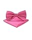 Massi Morino Fliege Rosa mit Einstecktuch für Herren Set - Anzug Herrenfliege zur Hochzeit - Verstellbare Schleife in Pink