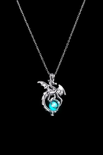 AlterImage Fiery Dragon Wings of Fire Necklace Glow In The Dark Set of 3 Luminous Jewelry Green Blue & Sky Blue Includes UV Light4