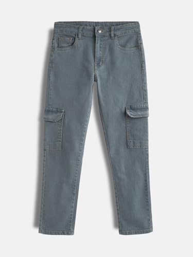 Image of Urbano Juniors Boy's Regular Fit Washed Denim Cargo Jeans with 6 Pockets Stretchable