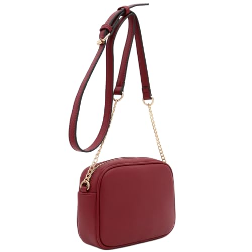 Image of FashionPuzzle Chevron Quilted Crossbody Camera Bag with Chain Strap and Tassel