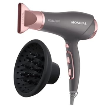 Secador de Cabelo com Difusor Cachos Mondial Grey Rose Keratin SCN-11 2000W - 127v