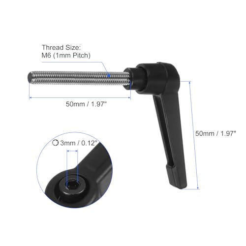 Image of uxcell 2pcs Clamping Lever Handles, M6 x 50mm 304 Stainless Steel Threaded Male Stud, Adjustable Handles Locking Quick Release Ratchet Push Button Bolt Knobs, Black