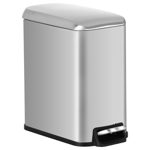 BestOffice 1.3G Stainless Steel Trash Can with Lid