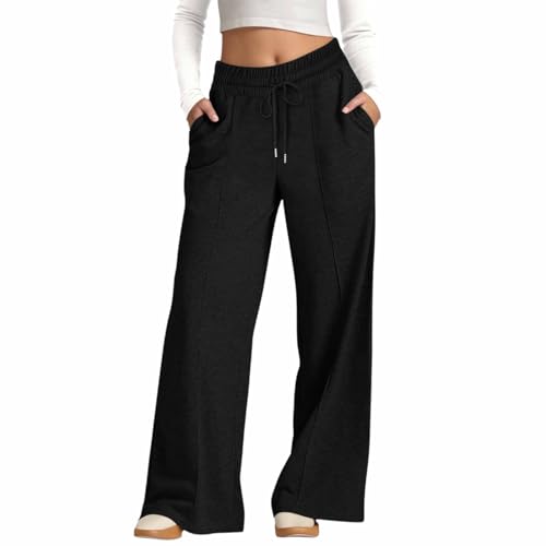Baggy Sweatpants for Teen Girls Oversized Wide Leg Loose Sweat Pants High Waisted Drawstring Athletic Joggers with Pockets