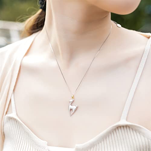 Collier pendentif argent sterling femme chaîne de pull faon