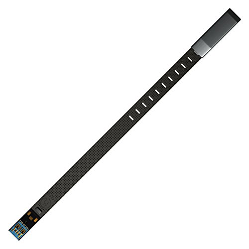 Bracelet USB Keepo noir charbon 8 GB, la clé USB portative à plaque satinée anti-perte