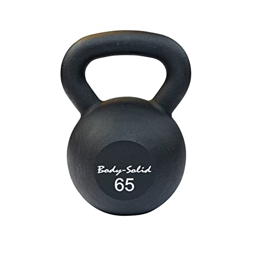 Body-Solid Matte Black Powder Coat Kettlebell Set (KBR65) with Kettle Grip Handle, Perfect Kettlebells for Weight Training and Core Workout Exercise Equipment, 65 lbs.