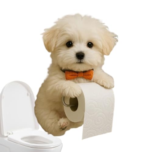 xowwyue Portarrollos De Baño, Portarrollos con Forma De Perro para Pared, Estante De Resina Decorativo con Soporte De Pared para Baño Y Cocina