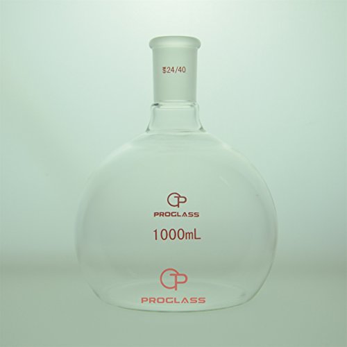 Proglass Glass Single Neck Flat Bottom Boiling Flask 1000mL with 24/40 Glass Joint