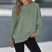 bawilom Oversized Sweatshirt for Women Crewneck Fashion Long Sleeve Loose Side Slit Lightweight Sweater Fall Pullover Tops Army Green