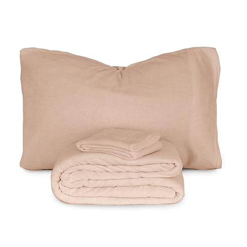 Morbidissimi Set Lenzuola Completo Letto in Pile Coral Tinta Unita, Termico, Morbido, Caldo per Letto Matrimoniale Tortora