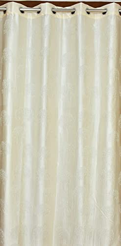 Image of Polyester Premium Tree Design Punching Screen for Home Office | Room Darkening Long Door Curtains 9 Feet Long Set of 1 | Modern Parda for Living Room and Bedroom | Cream Curtains