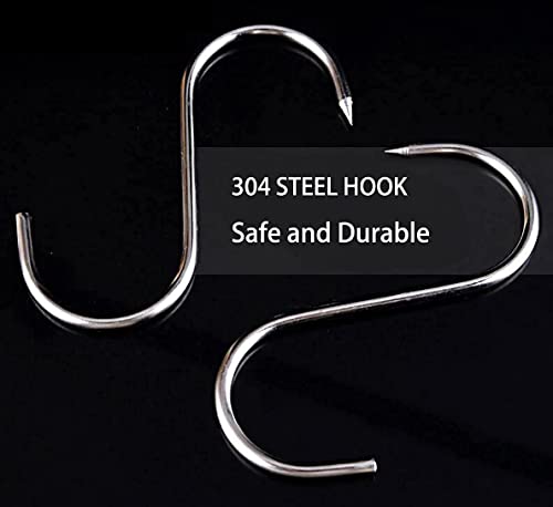 ARTOYS Meat Hooks for Smoker,(3'' H 4mm D) Stainless Steel 304 Hanger Small,S Hooks for Smoking,Hunting,Processing(Pack of 10)