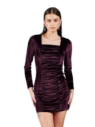 Image of Velvet Ruched Bodycon Dress