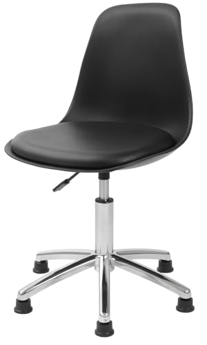 Image of Furniture Modern Adjustable Hydraulic Executive Office Home Computer Task Ergonomic Desk Chair on Stopper Mid Back Leather Working Rolling Stool Black 1 Pc