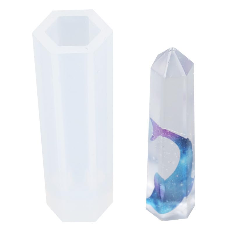 zalati Silicone Mould 10pcs Casting Moulds Resin Molds for DIY Craft Making - 1 Sizes, Hexagonal Pyramid Crystal