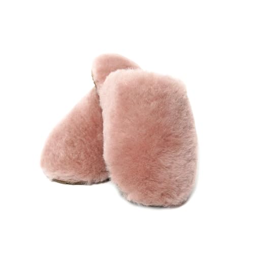 Womens Natural Sheepskin Fur Warm Slipper Comfy Slip on House Slippers Indoor Outdoor Scuff Slipper