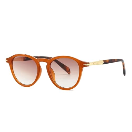 Lunettes de soleil rondes anti éblouissement vintage punk dégradé thé