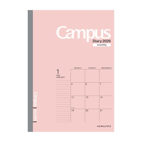 コクヨ 手帳 2026 キャンパスダイアリー マンスリー ブロック スタンダード セミB5 ピンク ニ-CMP-B5-26 2025年 12月始まりのサムネイル