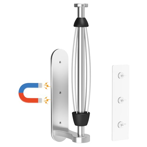 Magnetic Paper Towel Holder for Fridge - No Drill, One Hand Tear with Ratchet Mechanism, Silver, Self-Adhesive & Wall Mount for Kitchen, RV, Garage
