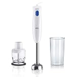Braun MultiQuick 1 MQ10.201MWH MINIPIMER con 5 ANNI DI ASSISTENZA, Frullatore ad Immersione Leggero, Tecnologia EasyTwist, 2 ACCESSORI, asta in acciaio, 450W, Bianco