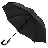 ［紳士長傘］SHIO MOKU 傘 長傘 メンズ ワンタッチ 65cm 大きめ 丈夫 撥水 耐強風 グラスファイバー 梅雨対策 通学 通勤 収納ポーチ付き ブラック