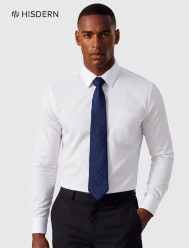 Image of HISDERN Mens Dress Shirt with Tie Pocket Square Set Classic Button Down Shirt Matching Tie Long Sleeve Shirts