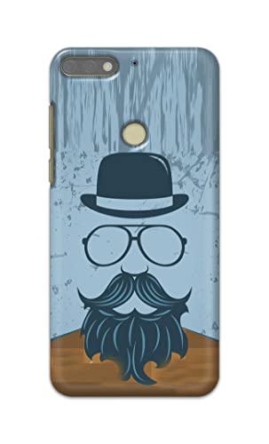 Image of PRINTFIDAA Mustache Beard and Hairstyle Hipster in Glasses Printed Designer Hard Case for Honor 7C / Huawei Y7 Prime (2018) / Huawei Y7 (2018) / Nova 2 Lite Back Cover -(e) RPM1002
