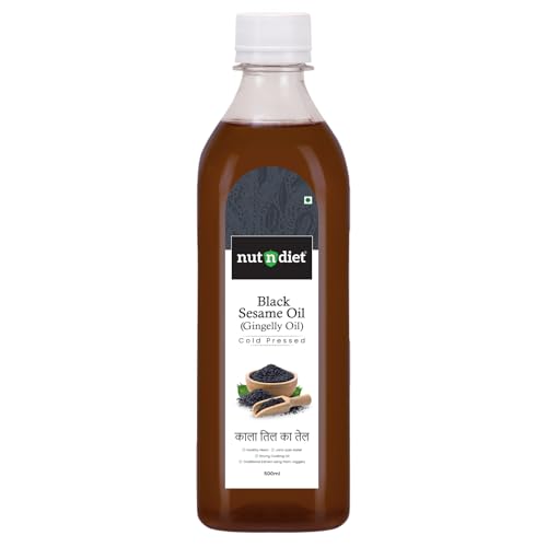 Image of nutndiet Cold Pressed Black Sesame Oil (Gingelly Oil) 500ml PET Bottle | Pure & Natural | Ideal for Cooking, Hair Skin Care & Massage | Nutrient-Rich & Unrefined