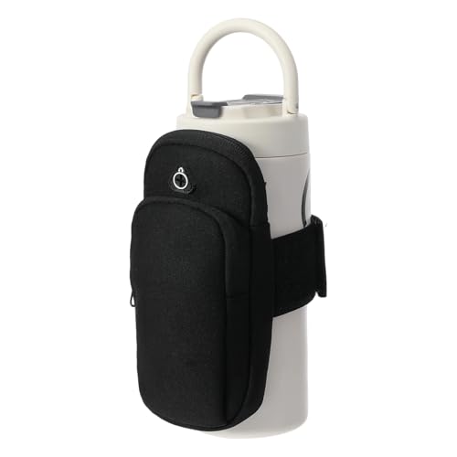 Xinjoduz Handyhalterung für Laufarmband, Flaschenhalter gürtel Handyhalterung für Wasserflasche im Fitnessstudio, verstellbare Sport-Wasserflaschentasche mit Handy Halterung, Schwarz