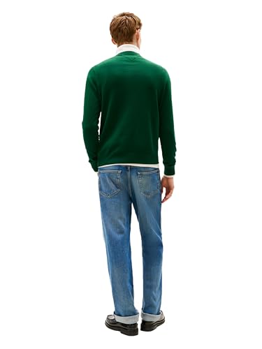 Tommy Hilfiger Herren Cotton Solid Crewneck Sweater Lightweight, Available in Big & Tall Pullover, Ornamental Green Heather, Mittel – Ansicht 4
