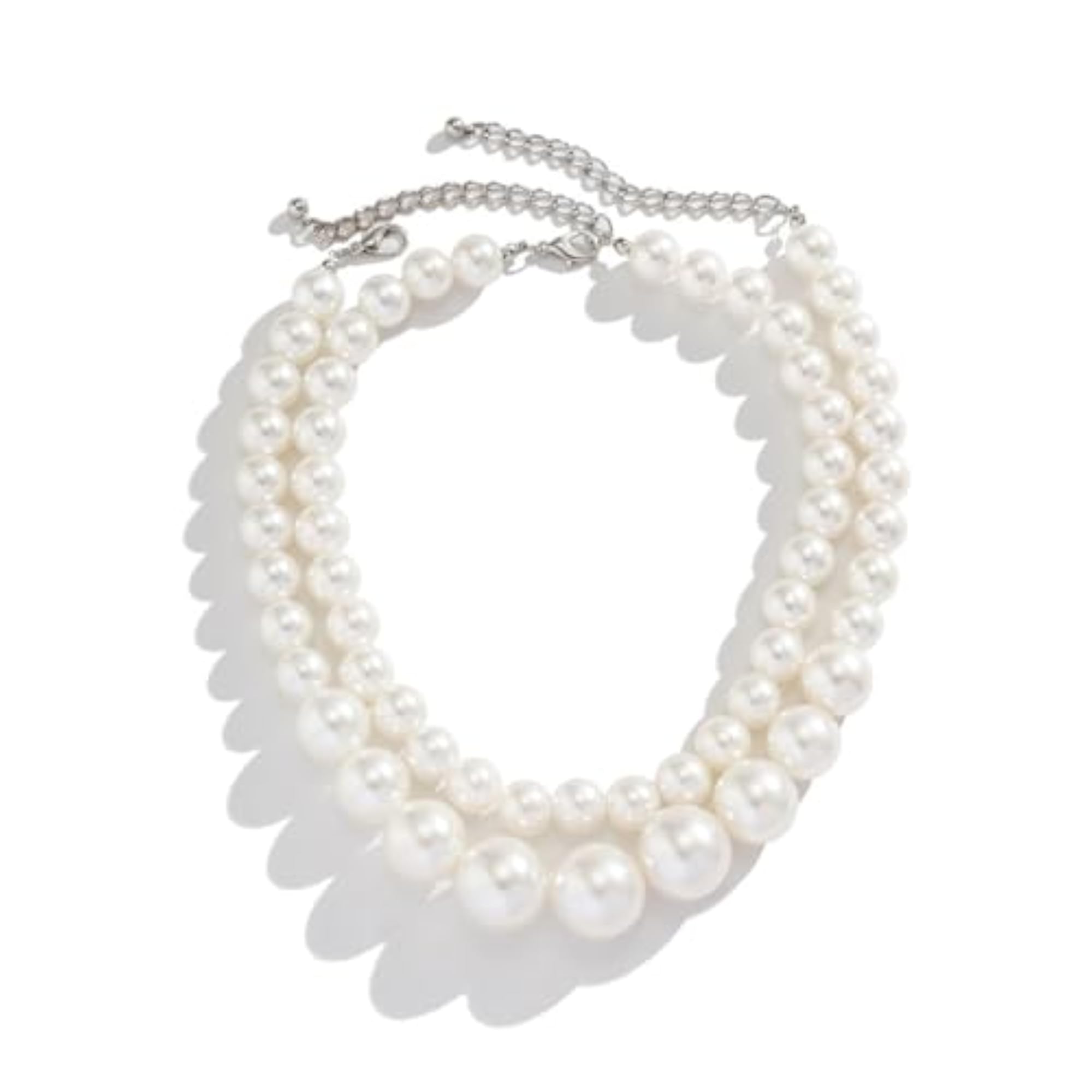 Set of 2 Stylish Choker Pearl Necklaces for Women