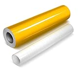 VViViD DECO65 Reflective Yellow Permanent Adhesive Craft 12 Inches x 4 Feet Vinyl Roll for Cricut, Silhouette & Cameo Including Free 12 Inches x 12 Inches Transfer Paper Sheet