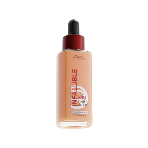 Image of L'Oreal Paris Infallible 24H Tinted Serum Foundation, 4.5-5.5 Medium Nude | 24H Wear Lightweight Serum Foundation, 1% Pure Hyaluronic Acid, Radiant Skin-Like Coverage, Plumper & Hydrated Skin
