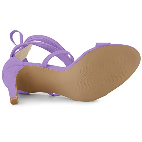 Allegra K Allegra K Women's Open Toe Stiletto Heel Lace Up Heels Purple Sandals 10 M US