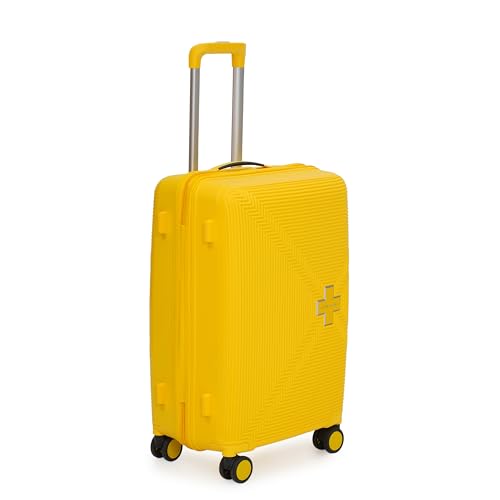 Image of SWISS MILITARY Maze 65CM Medium Hard Trolley Bag, Polypropylene Suitcase, TSA Lock 360 Wheels, Anti-Theft Zipper, Premium Lining Strong Handle, Travel Luggage - 67L Capacity