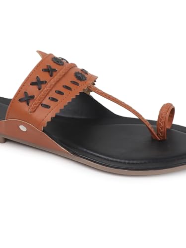 Image of SilverArrow womens Folk Bella Fashion Sandals|Kholapuri Style Flat With Open Back |Casual Wear