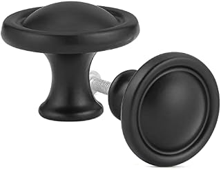 TsunNee 16PCS Vintage Cabinet Knobs, Chic Drawer Knobs, Single Hole Kitchen Cupboard Handles, 32mm Round Furniture Door Knobs for Cabinet Drawer Kitchen, Black