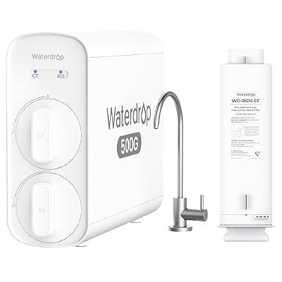 Waterdrop G5P500 Reverse Osmosis Water Filter with G5P500-CF Filter, NSF/ANSI 372 Certified, 7 Stage Reverse Osmosis System, 500G RO Water Filtration System, 2:1 Pure to Drain, Bundle