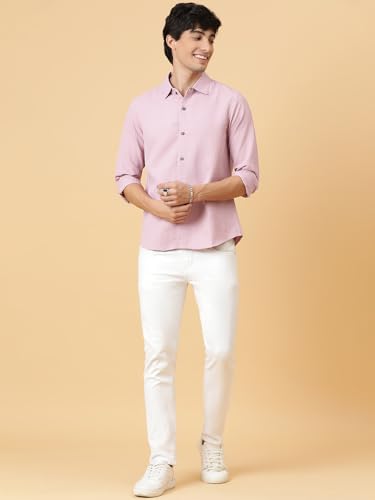 Image of KOTTY Men's Textured Casual Shirt - Long Sleeve||Button-Down Collar||Classic Fit