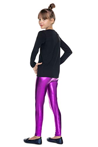 HI!MOM LTXK Leggings en latex brillant pour fille Effet mouillé - Violet - 6-7 ans