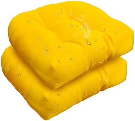 TESICA 18" x 18" Outdoor Indoor Rocking Chair Cushion Replacement Cushions Yellow Seat Pads Patio Chair Seat Pads for Porch, Garden