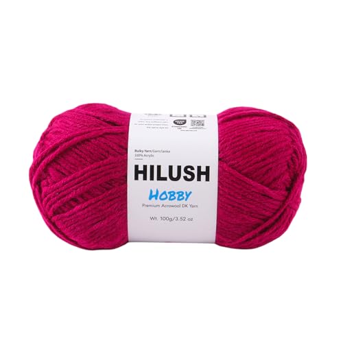 Image of Hobby,Wool Yarn dk Acrylic Hand Knitting Yarn Ball (100g /1 Ball),Suitable for Craft amigurumi Shade 001 (Dark Pink)