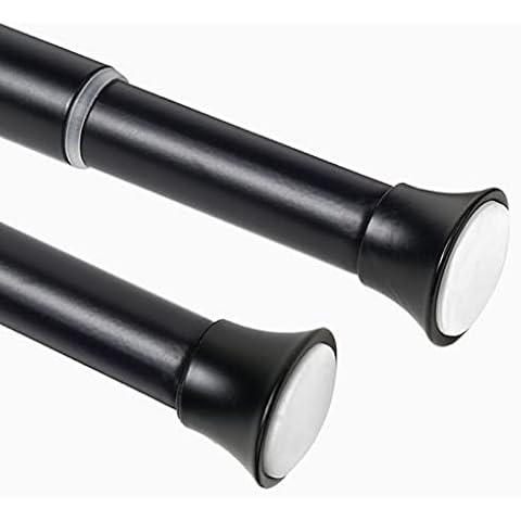 Bicolic Shower Curtain Tension Rod, Extendable Shower Pole, No Drill Adjustable Telescopic Curtain Rail, 140-250cm/55.1-98.4Inch, Black Cover