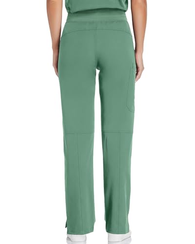 Image of COMENII Scrubs for Women, Knit Yoga Waistband Straight Leg Cargo Pants, Classic Fit Womens Scrubs Pants